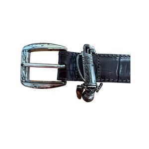 VTG Brighton XL Golf Motif Women’s Belt Black Crocodile Leather dangling charms